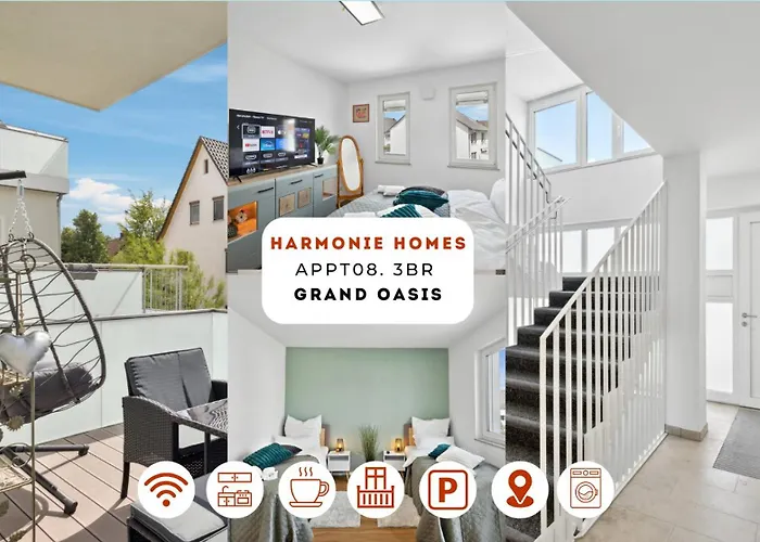 Apartament Harmonie Homes - Built In 2025 - High-quality Beds & Linen - Full Kitchen - Fiber Wifi - 4k Smart Tv - 2 Balconies - Elevator - Free Private Parking - Near Augsburg - 20 Min Via Autobahn To Munich-west *